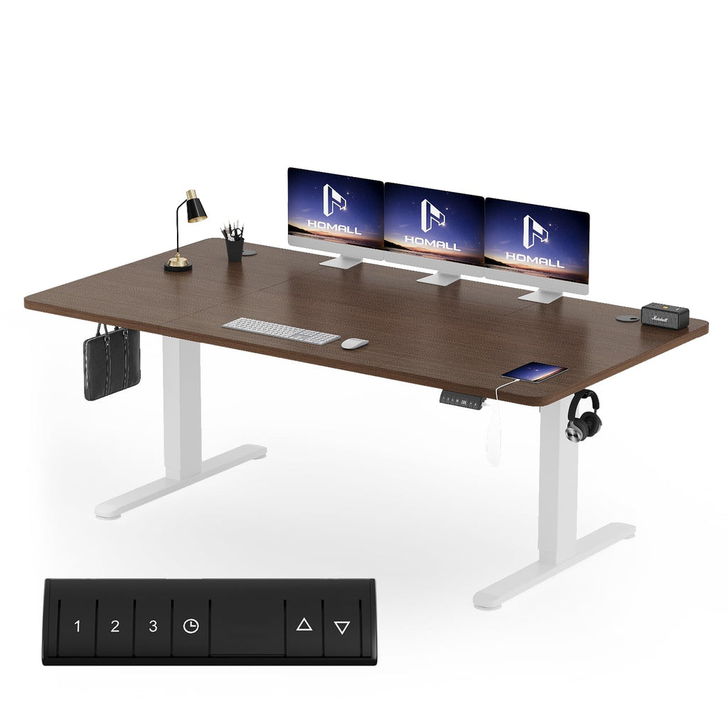 Homall Elektrischer Schreibtisch höhenverstellbar mit USB & Kabelmanagement – Standing Desk mit Memory-Funktion Weiß