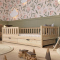 Crazy Pine Montessori Bodenbett Kinderbett Holz mit Schublade Rausfallschutz Skandinavisches Design