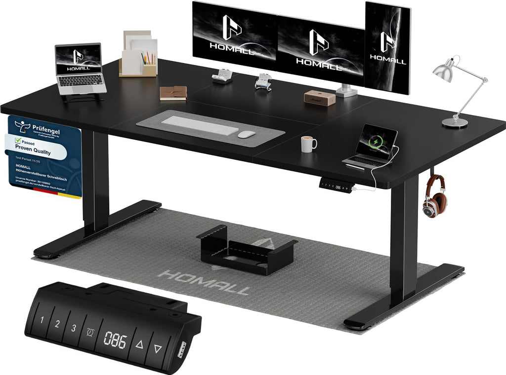 Homall Elektrischer Schreibtisch höhenverstellbar mit USB & Kabelmanagement – Standing Desk mit Memory-Funktion Weiß
