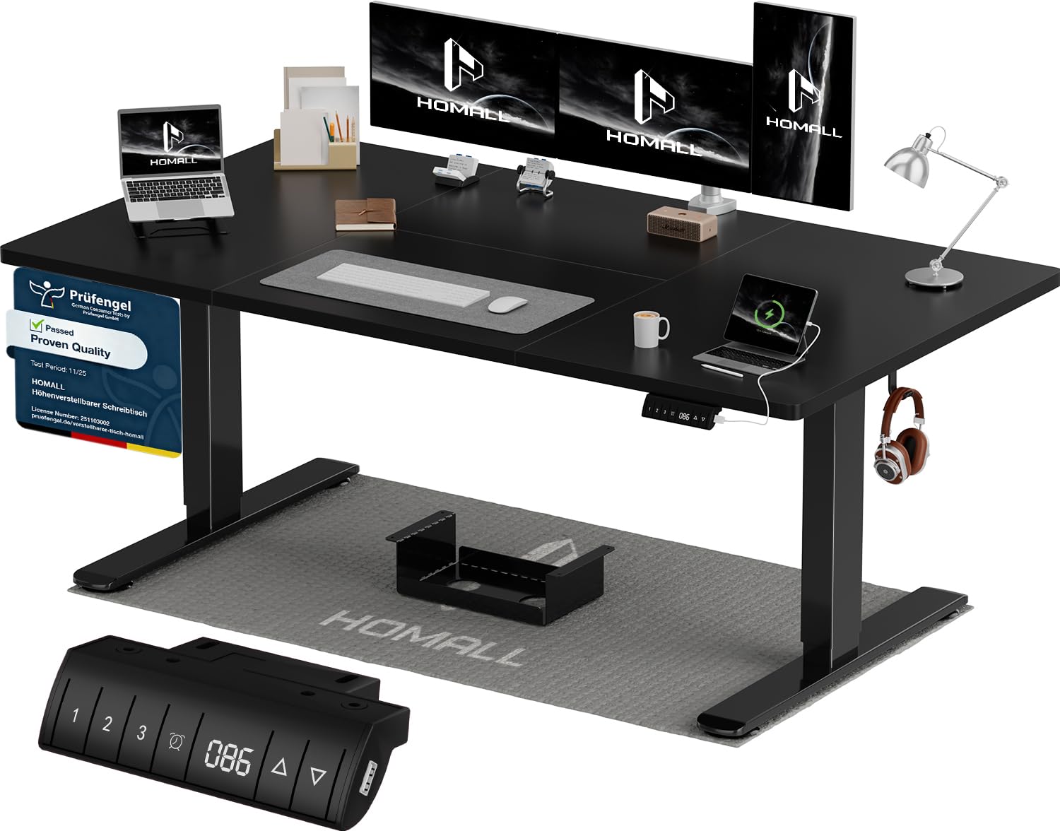 Homall Elektrischer Schreibtisch höhenverstellbar mit USB & Kabelmanagement – Standing Desk mit Memory-Funktion Weiß