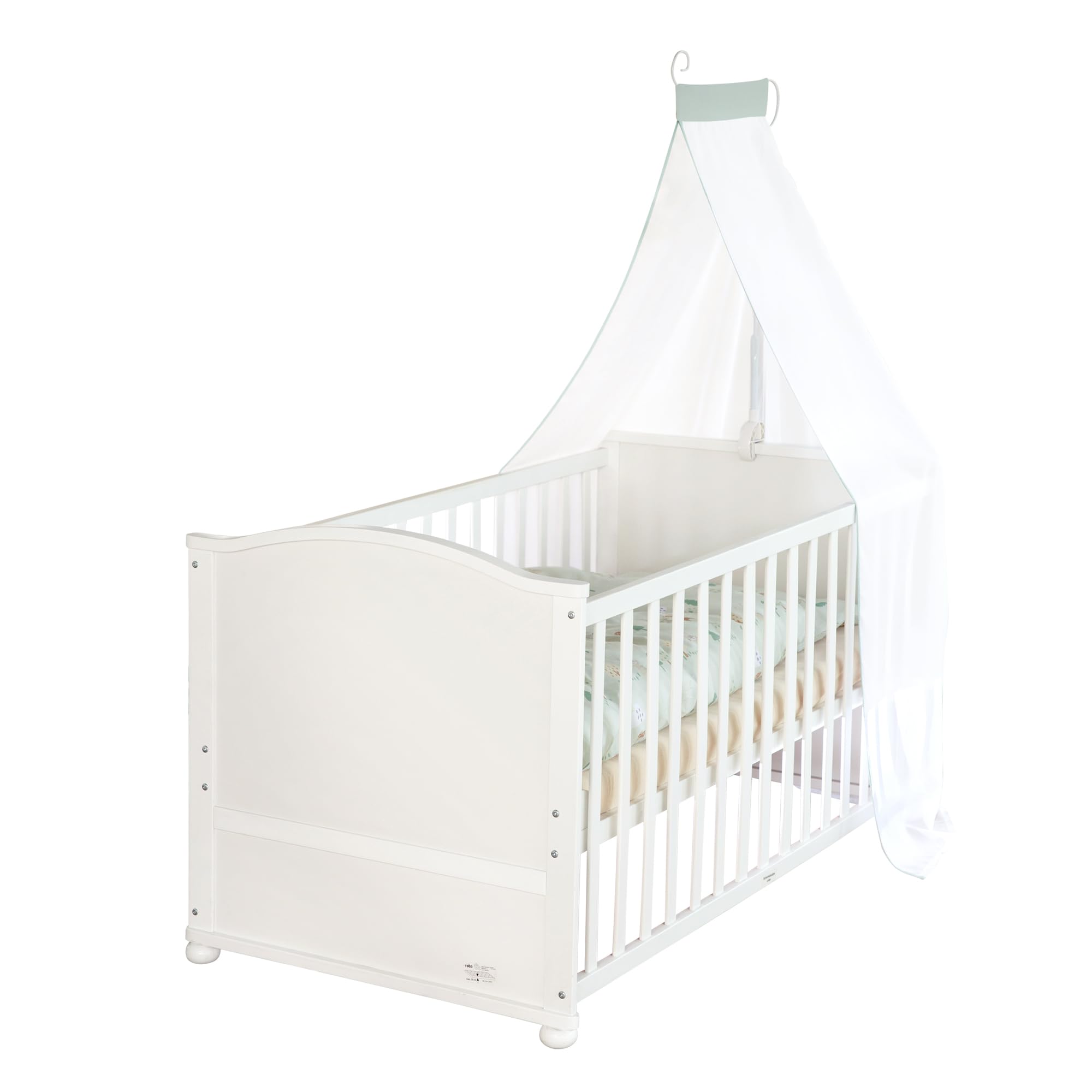 roba Babybett Set 70x140 mit Matratze, Bettwäsche & Himmel, Umbaubar zum Juniorbett