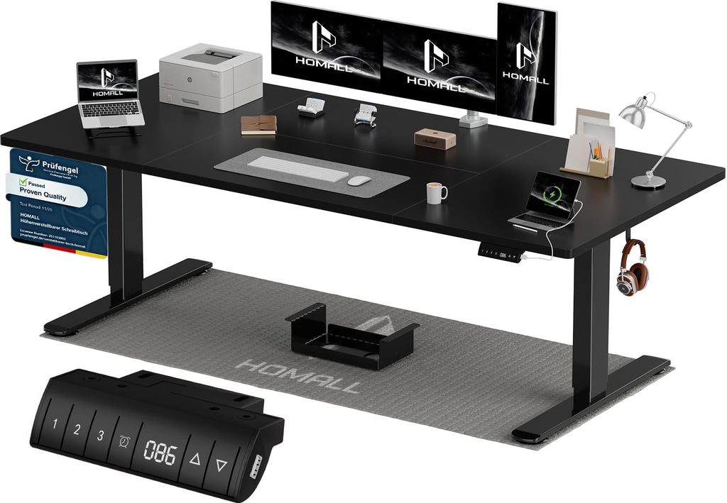 Homall Elektrischer Schreibtisch höhenverstellbar mit USB & Kabelmanagement – Standing Desk mit Memory-Funktion Weiß
