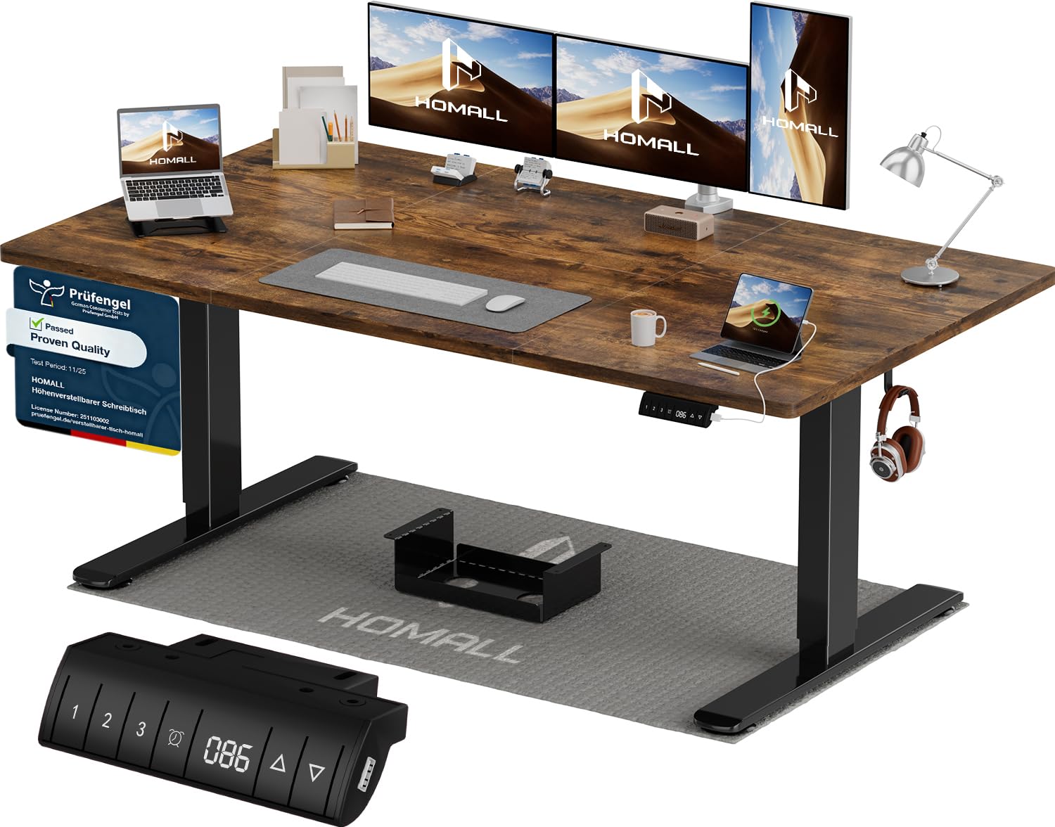 Homall Elektrischer Schreibtisch höhenverstellbar mit USB & Kabelmanagement – Standing Desk mit Memory-Funktion Weiß