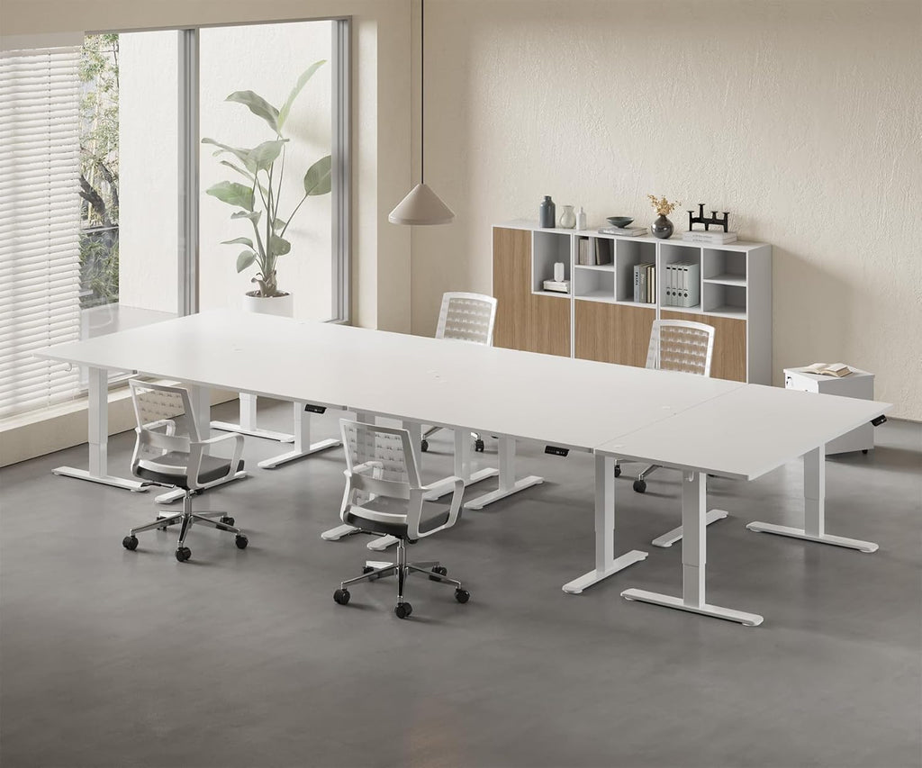 Homall Elektrischer Schreibtisch höhenverstellbar mit USB & Kabelmanagement – Standing Desk mit Memory-Funktion Weiß