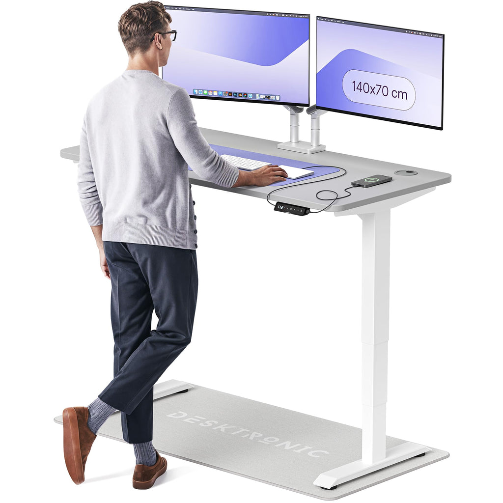Desktronic HomePro Höhenverstellbarer Schreibtisch Elektrisch – Ergonomischer Steh Sitz Schreibtisch mit Dual Motor, Touchscreen, USB-A & USB-C