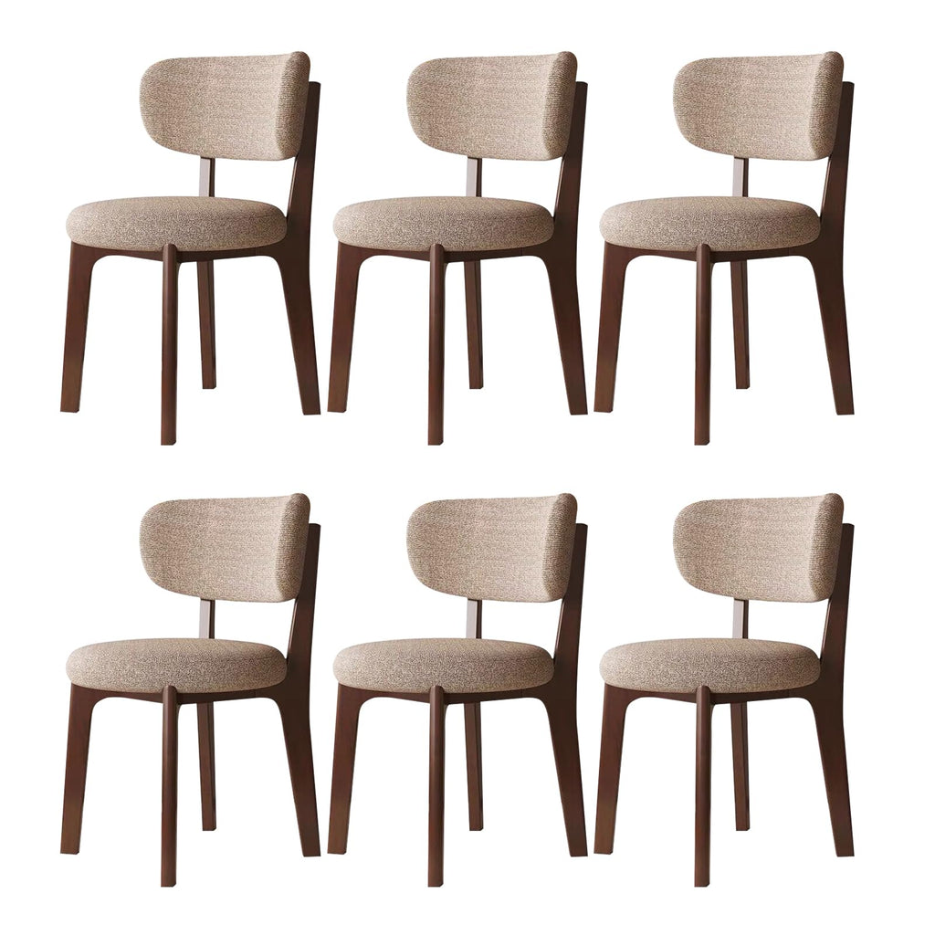 Esszimmerstühle 4er Set aus Holz, Moderne Polsterstuhl Essstühle, Küchenstühle mit Geschwungener Rückenlehne, Esszimmerstühle mit Holzbein für Esszimmer, Küche(Walnussbeine/Khaki)