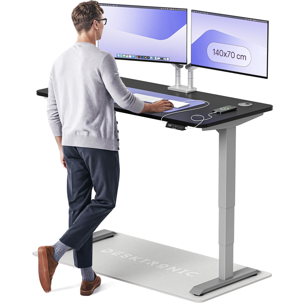 Desktronic HomePro Höhenverstellbarer Schreibtisch Elektrisch – Ergonomischer Steh Sitz Schreibtisch mit Dual Motor, Touchscreen, USB-A & USB-C