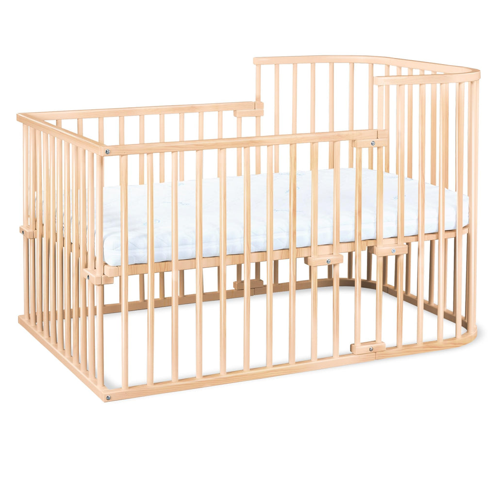 babybay Original Beistellbett aus massivem Buchenholz mit Matratze – Höhenverstellbares mitwachsendes Babybett