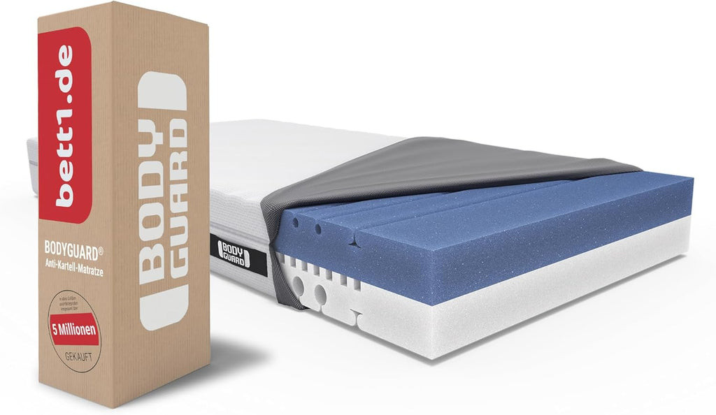 bett1 Bodyguard Matratze Ergonomisch 2in1 Liegehärte QXSchaum Waschbarer Bezug Weiß