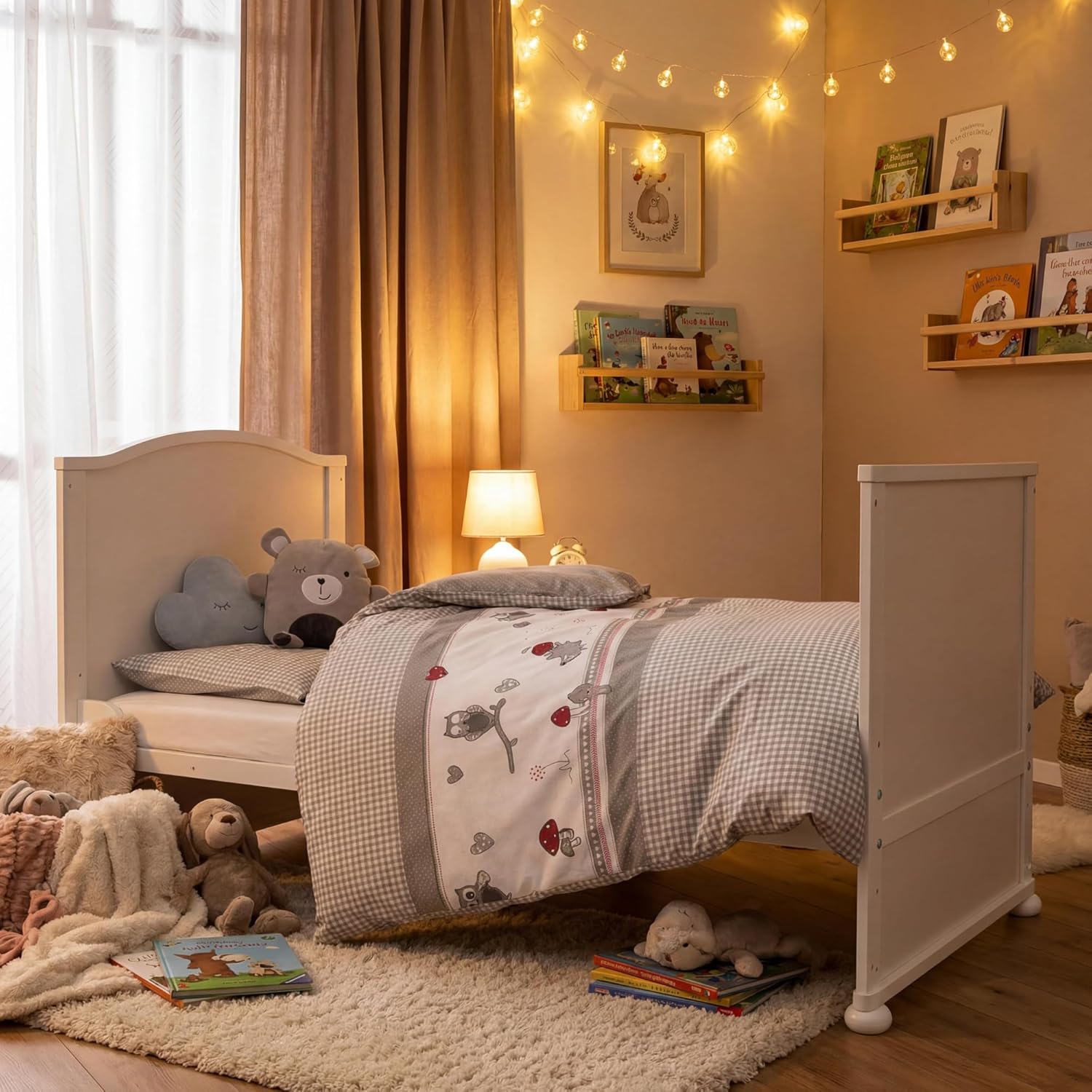 roba Babybett Set 70x140 mit Matratze, Bettwäsche & Himmel, Umbaubar zum Juniorbett