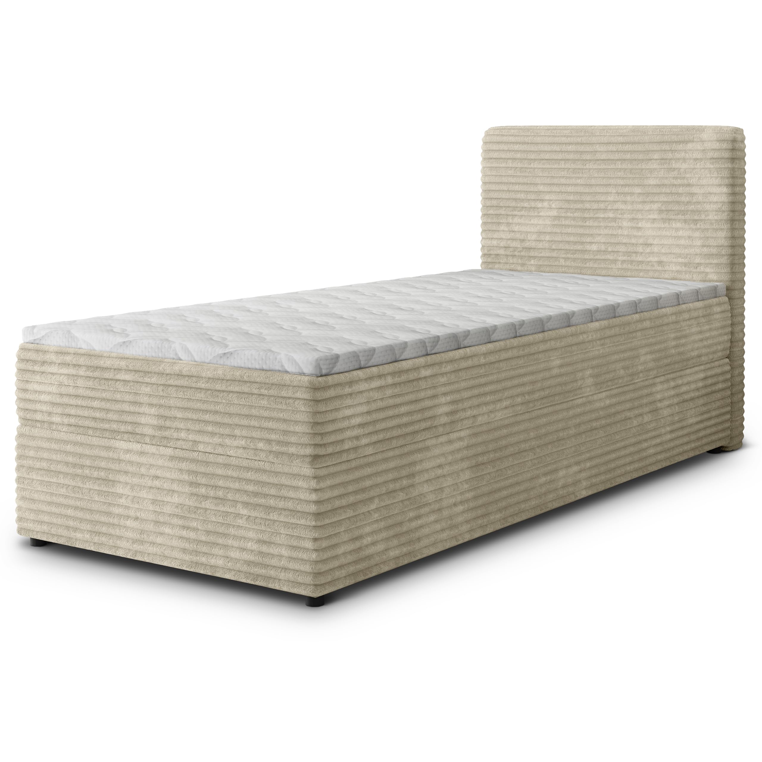 Masseno Boxspringbett PISA Polsterbett Creme mit Matratze & Topper, Bettkasten, gepolstertes Kopfteil TILIA 03