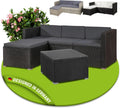 Juskys Polyrattan Lounge Set für 3-4 Personen mit Sofa, Hocker, Tisch & Kissen, Wetterfeste Gartenmöbel