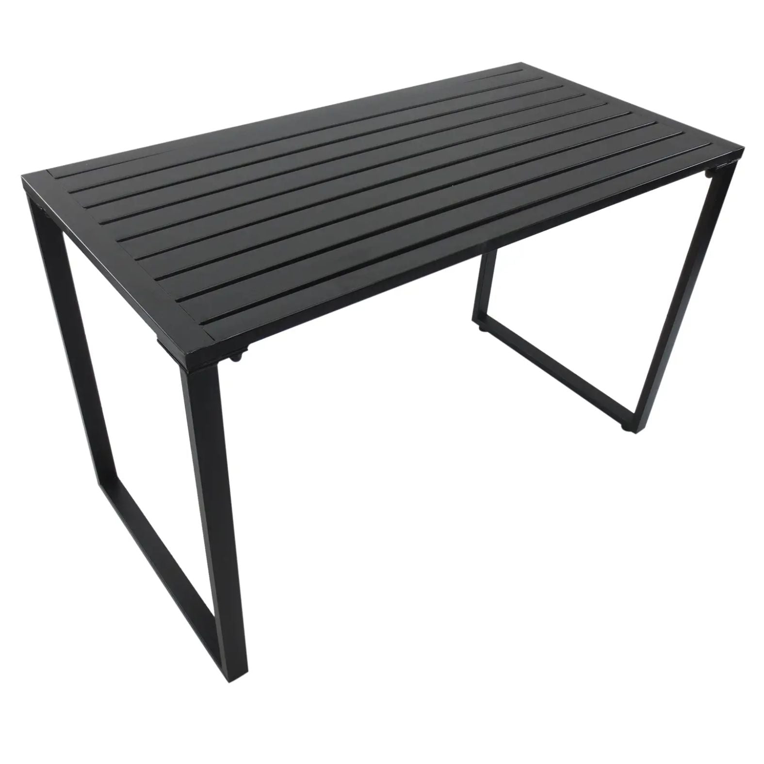 Modernes Gartenset aus Metall – Tisch und 2 Bänke – Schwarz – 4 Personen
