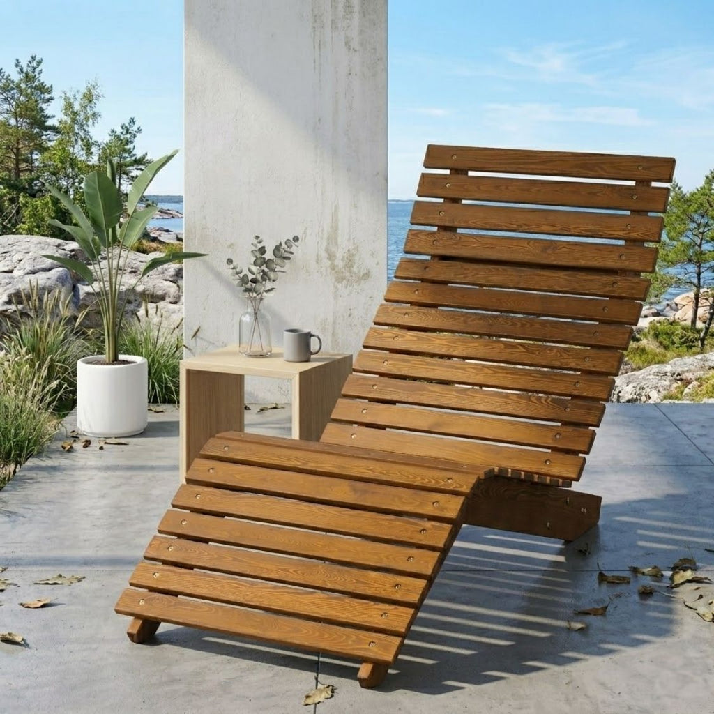 Ergonomischer Liegestuhl aus massivem Lärchenholz – S-förmiges Design für optimalen Komfort