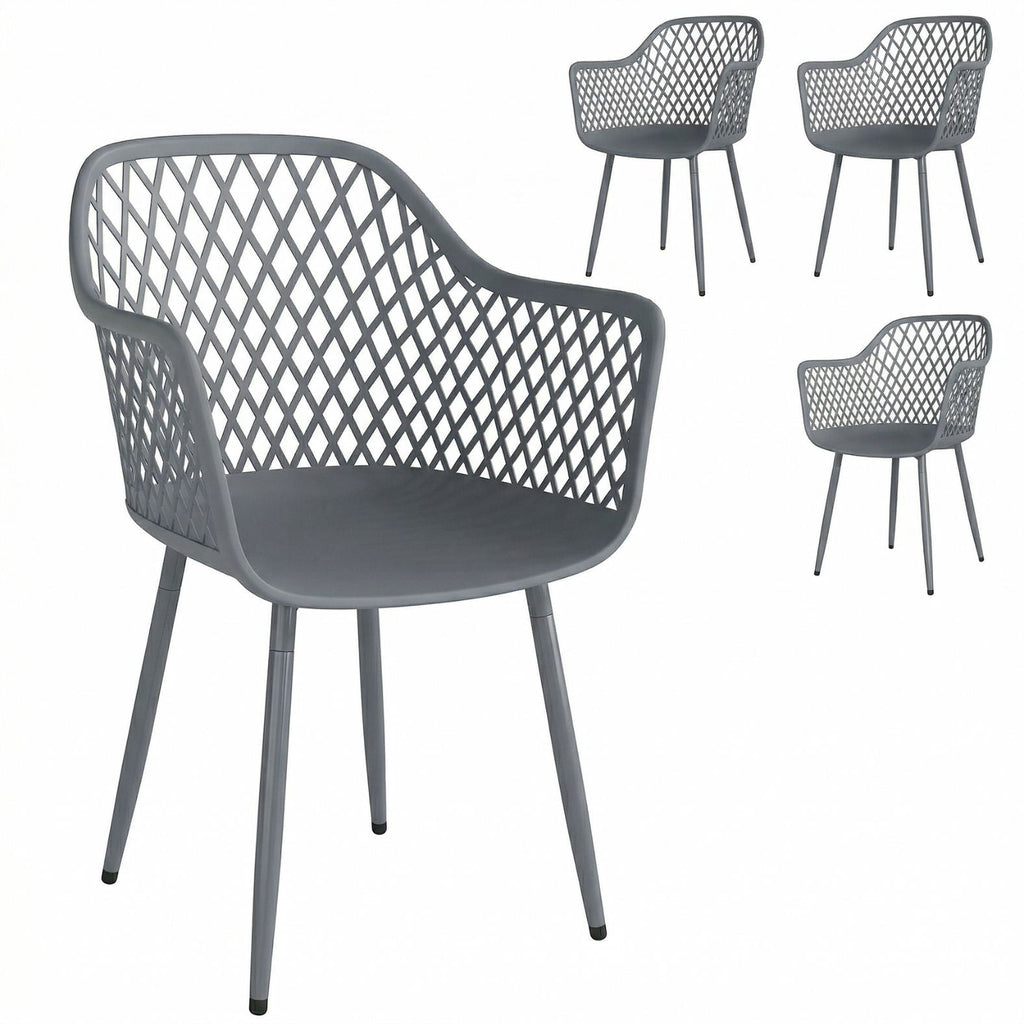 Elegante Gartenstühle im Modernen Design – 4er-Set – Grau