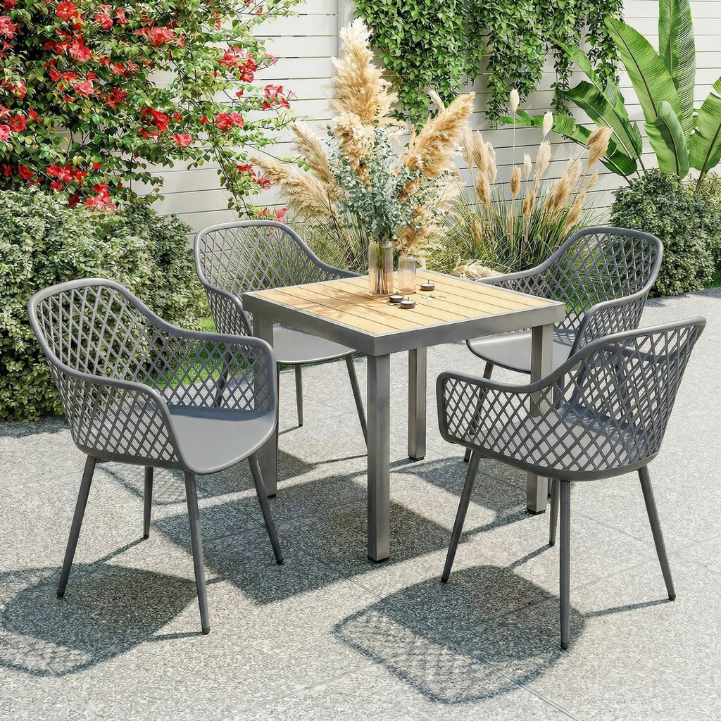 Elegante Gartenstühle im Modernen Design – 4er-Set – Grau