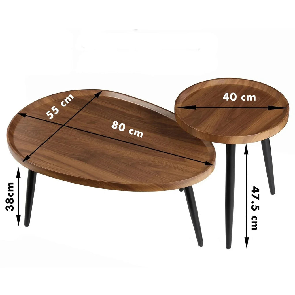 Eleganter 2-in-1 Couchtisch – Rund und Oval