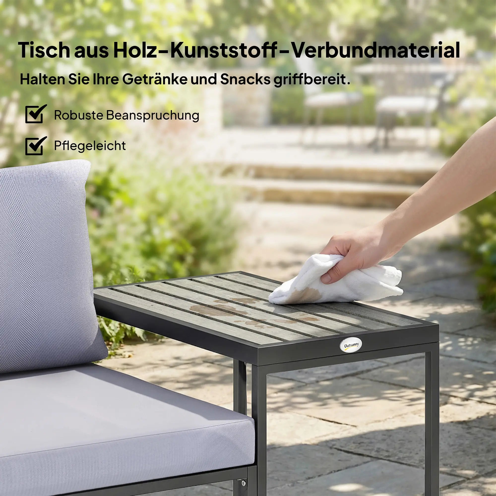 Modulares 3-teiliges Bistro-Set für Balkon und Terrasse – Flexibles Design – 163 cm