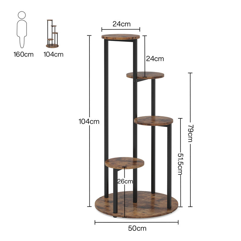 Rundes Pflanzenregal aus Holz und Metall – 104 cm hoch