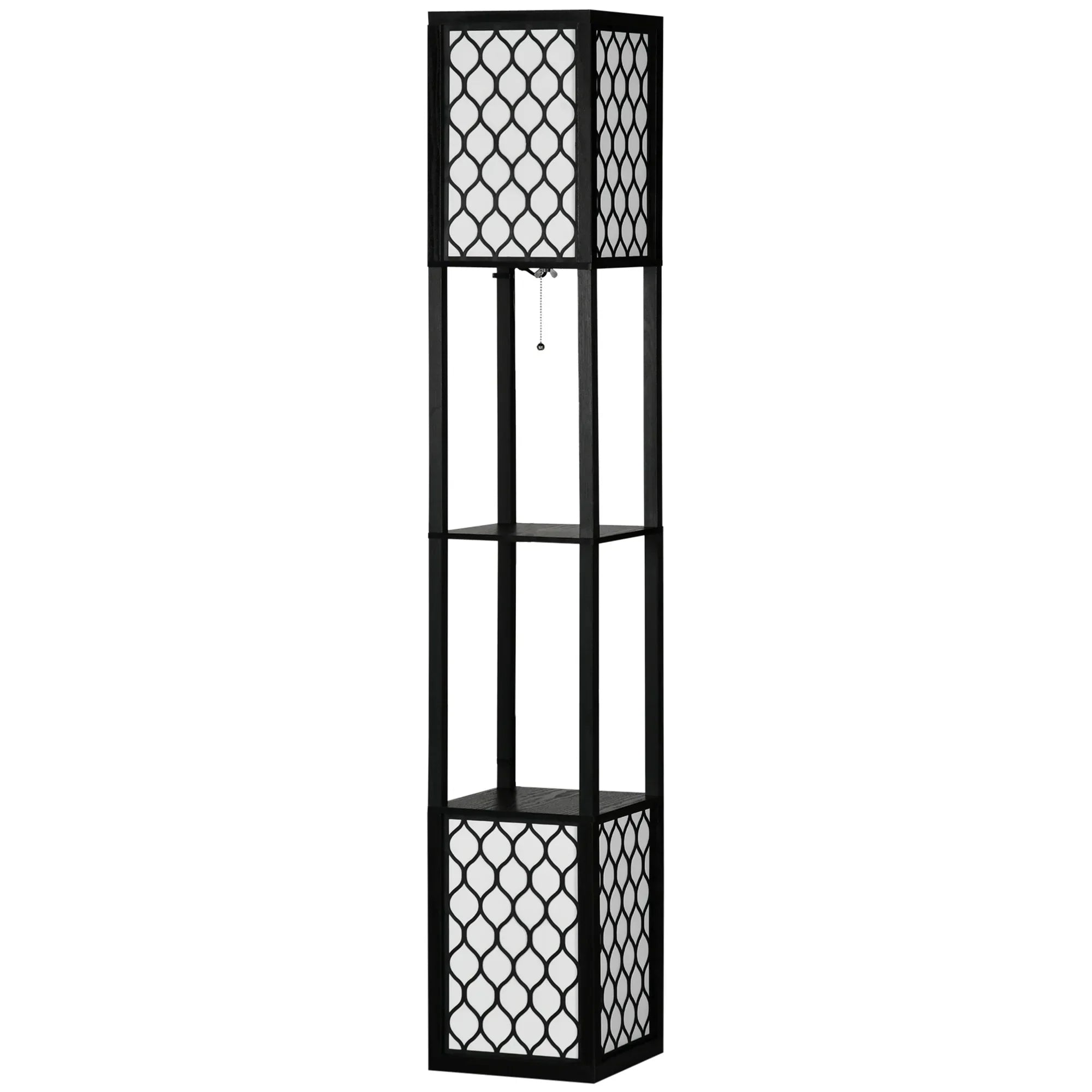Einzigartige Stehlampe mit 2 Ablagen – Originelles Design – 26 × 26 × 156 cm