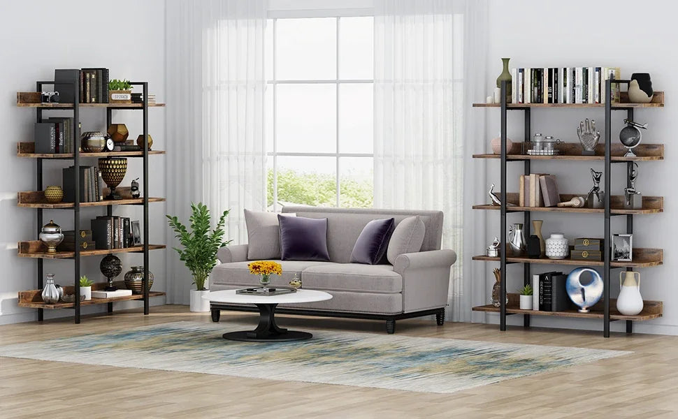 Rustikales 5-stufiges Bücherregal aus Holz und Metall – 180 cm – Industriestil