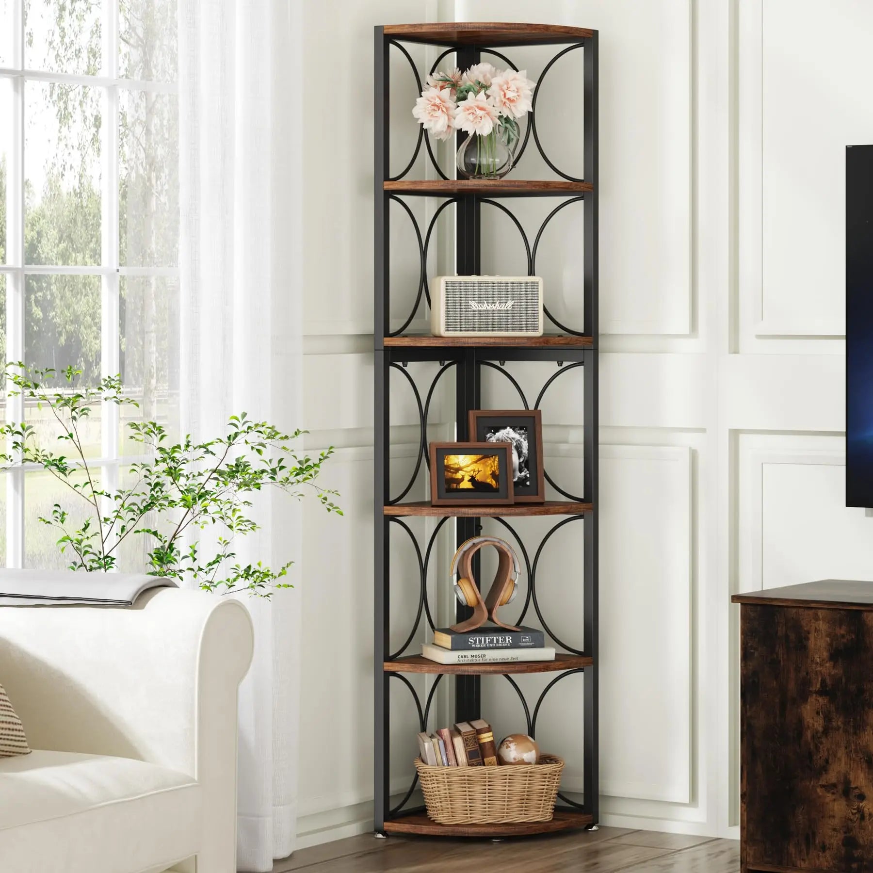 Rustik Schönes Eckregal – Industrielles Design – 170 cm Höhe
