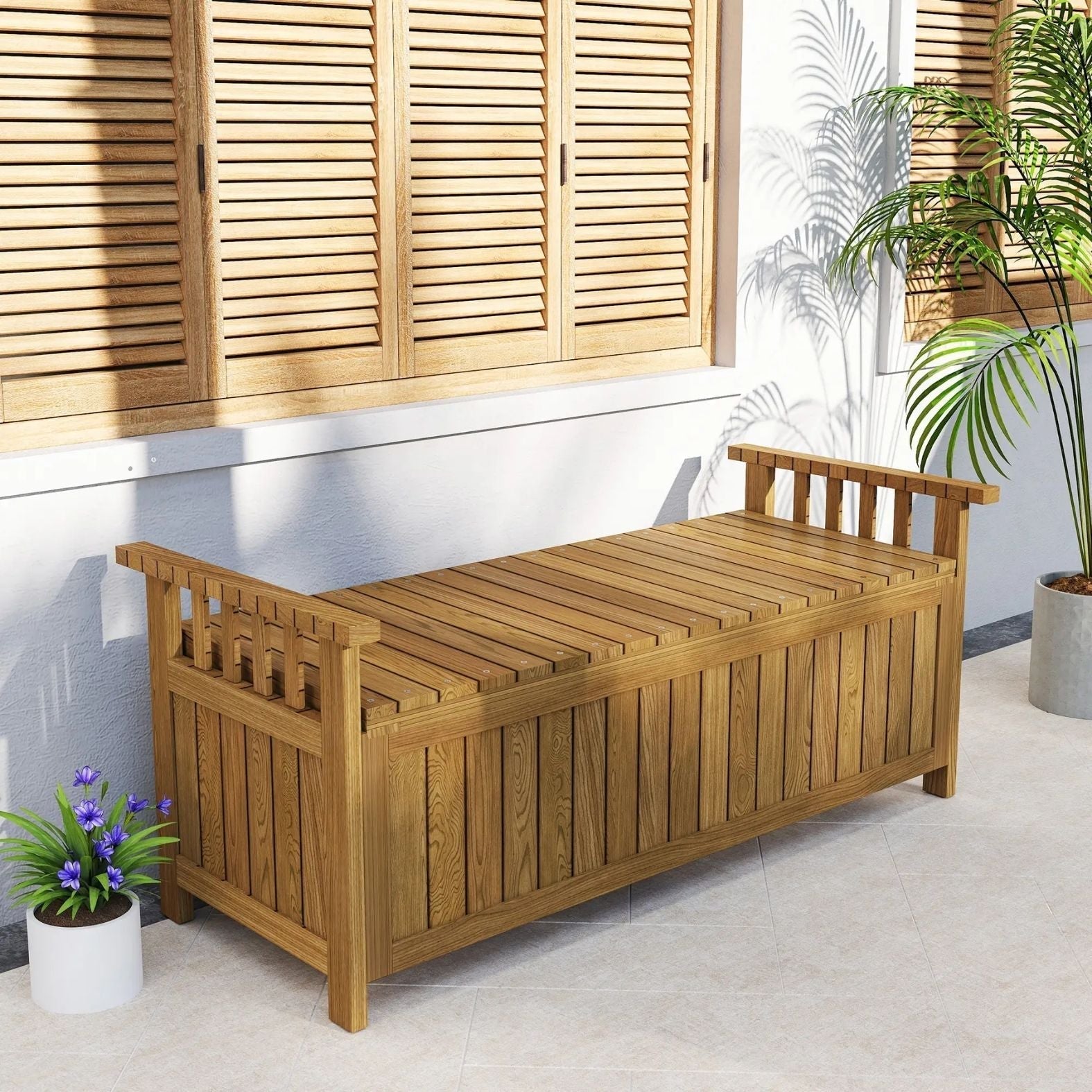 Robuste 2-Sitzer Gartenbank aus Massivholz mit Stauraum – 128 cm