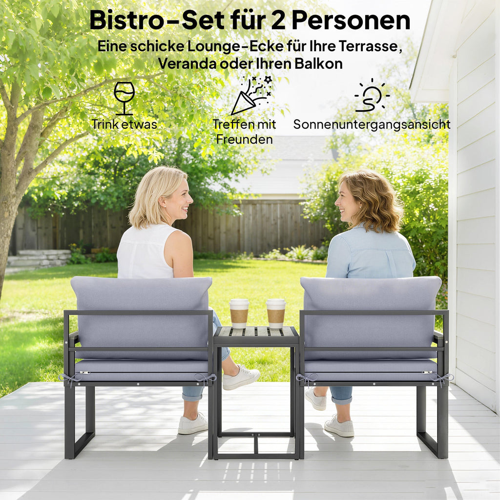 Modulares 3-teiliges Bistro-Set für Balkon und Terrasse – Flexibles Design – 163 cm