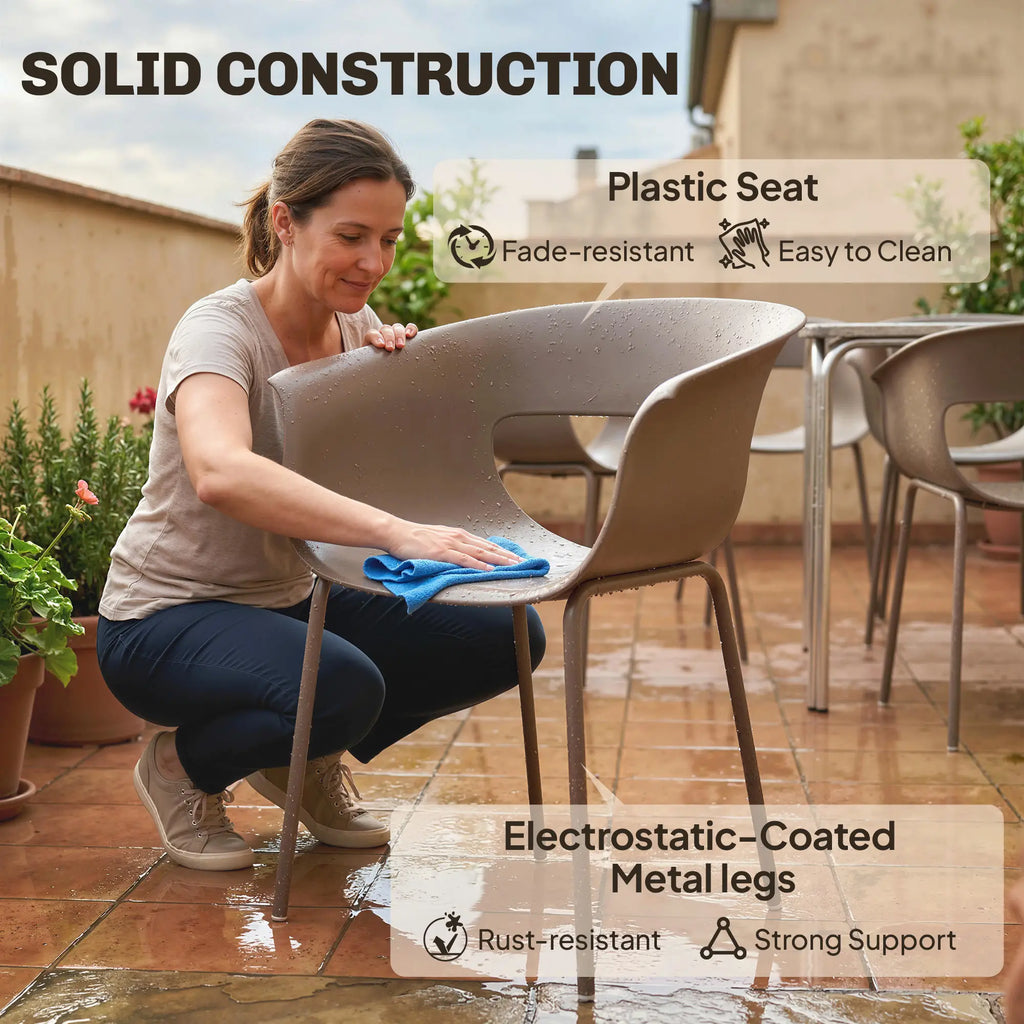 4er-Set Moderne Gartenstühle mit Ergonomischem Design und Armlehnen – Für Balkon und Terrasse