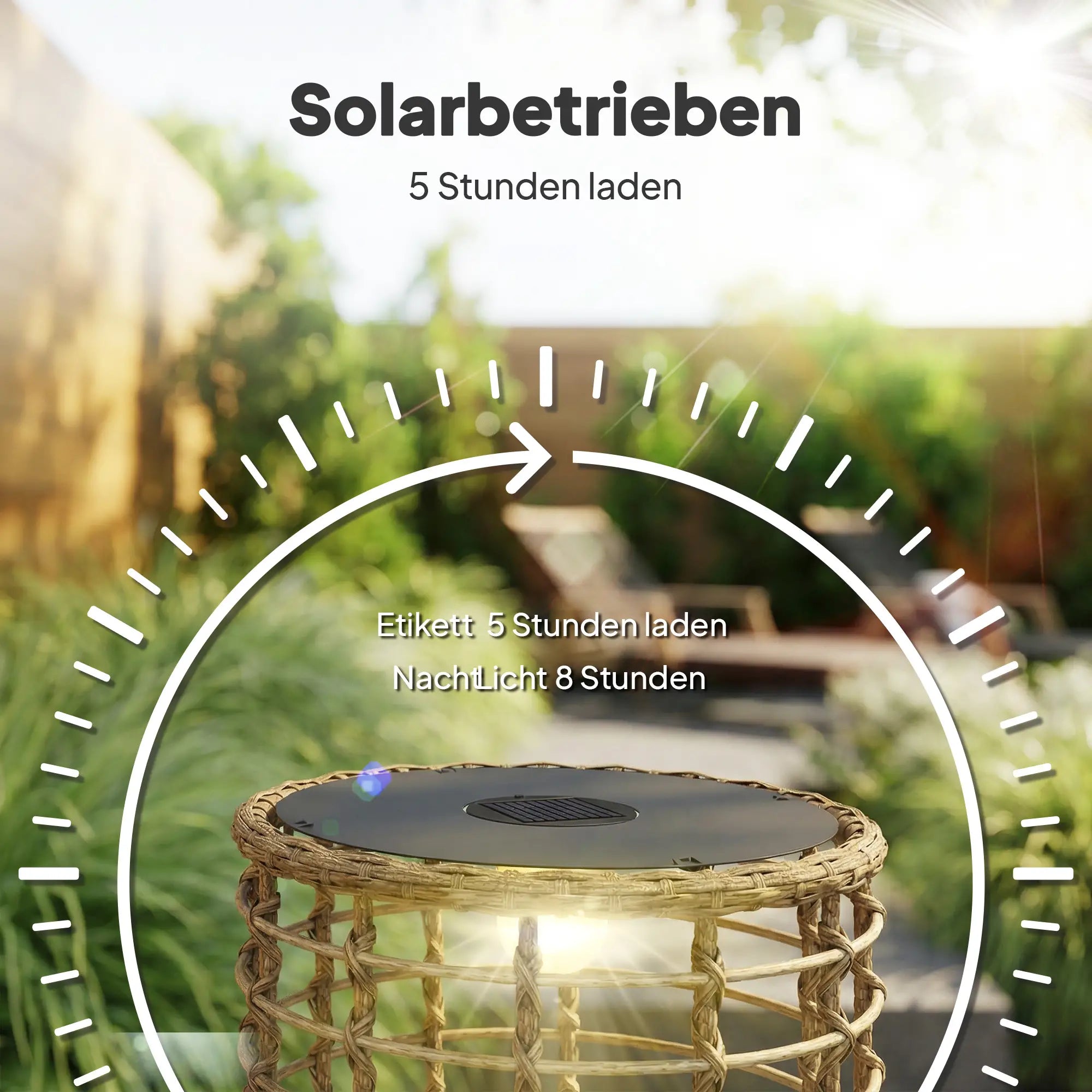 Rattan-Solarlampen – 2er-Set Beistelltische mit Beleuchtung für Terrasse – Ø45 & 35 cm
