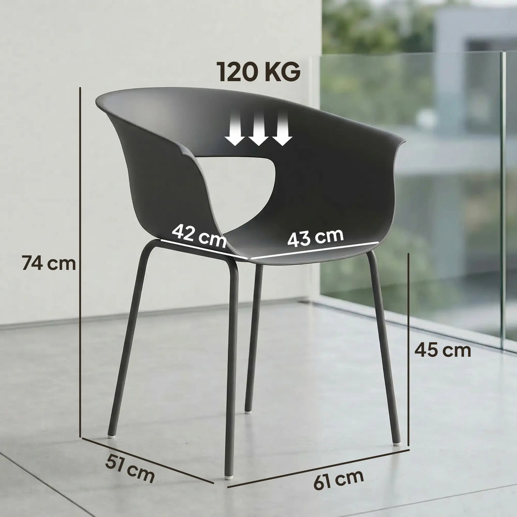 4er-Set Moderne Gartenstühle mit Ergonomischem Design und Armlehnen – Für Balkon und Terrasse
