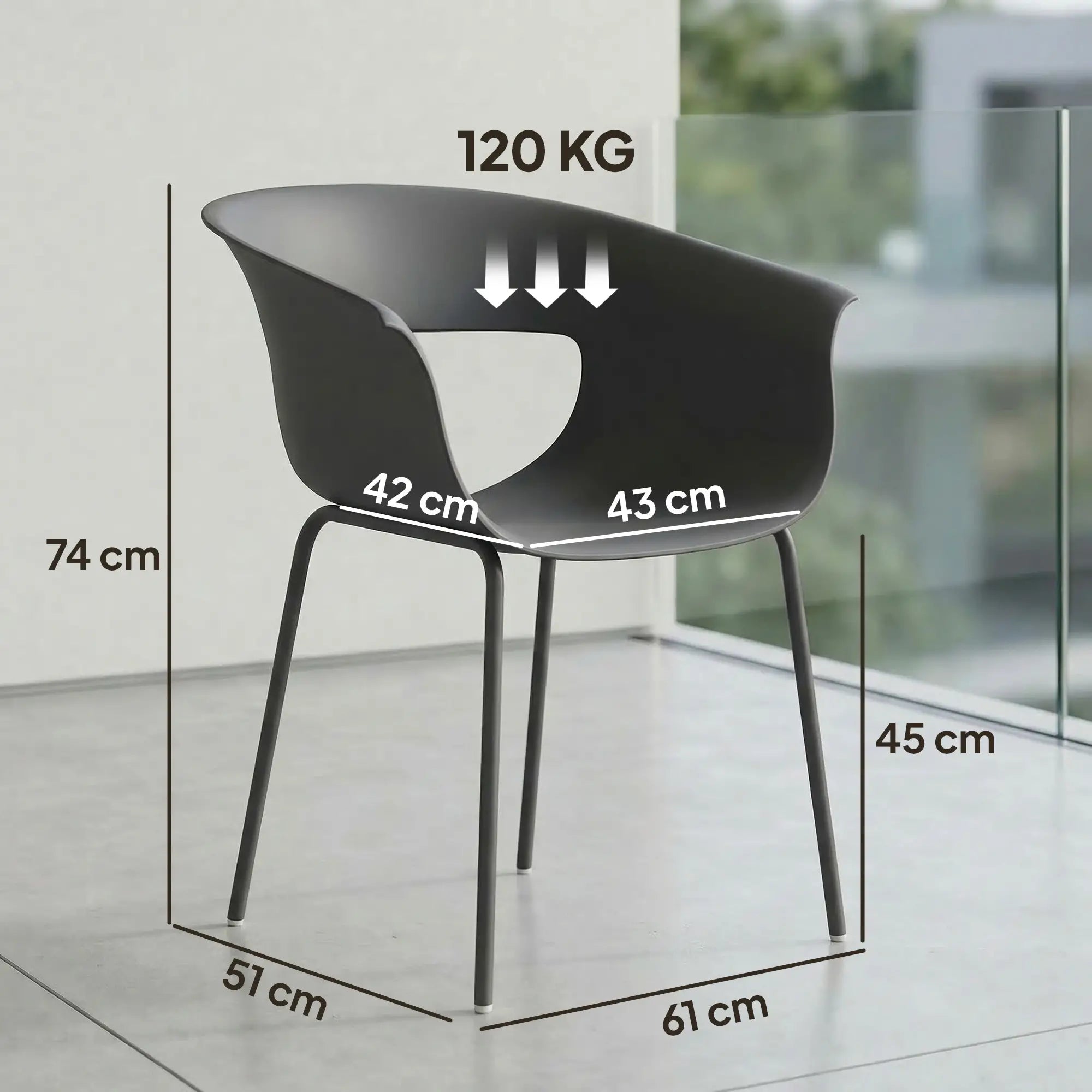 4er-Set Moderne Gartenstühle mit Ergonomischem Design und Armlehnen – Für Balkon und Terrasse