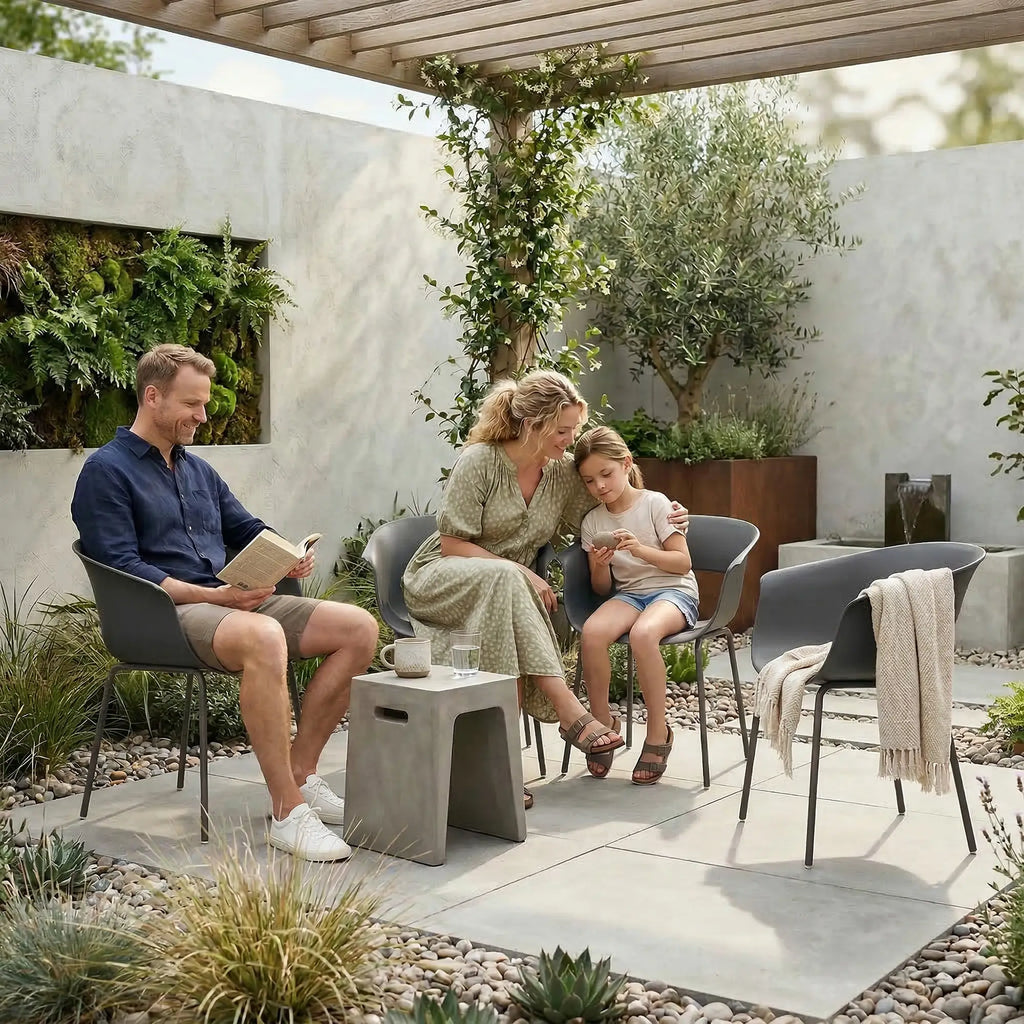 4er-Set Moderne Gartenstühle mit Ergonomischem Design und Armlehnen – Für Balkon und Terrasse